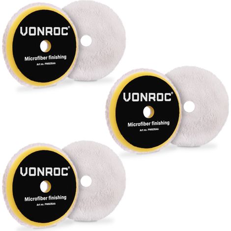 VONROC Tampons de polissage en microfibre - Ø150 mm – 3 pièces (1/2)