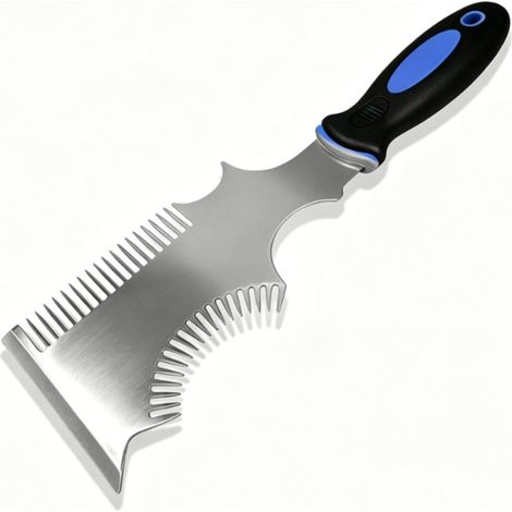 Mango ergonómico de goma, raspador de masilla (dientes de peine de acero inoxidable) (1/5)