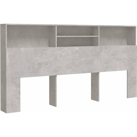 vidaXL Testiera con Contenitore Grigio Cemento 200x19x103,5 cm