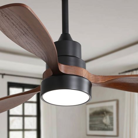 (Identique à W3852P365303) Ventilateur de plafond en bois de 122 cm avec 3 pales en bois massif, télécommande et moteur à courant continu réversible pour salon (1/5)