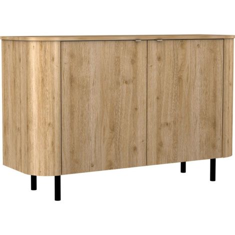 Buffet 2 portes aspect bois finition Cadiz design coins arrondis pieds métal noir - VIVARINI (1/5)
