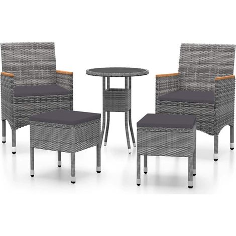 Maison Exclusive - 5-tlg. Garten-Lounge-Set Poly Rattan Grau (1/5)