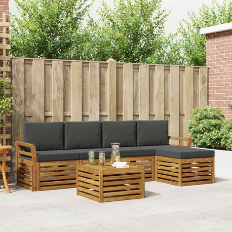 vidaXL Outdoor-Sofagarnitur mit Kissen 6 pcs Natur und Anthrazit (1/5)