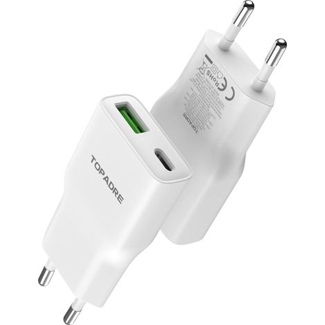 2-Pack Chargeur USB C 20W, Prise USB C Rapide Multiple pour 17/17 Air/16 Pro/16 Pro Max/16 15 14 13 12 11 Pro Max X, téléphone, Prise Chargeur USB C (1/5)
