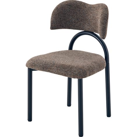 Set de 2 sillas de comedor tapizadas en tela marrón con estructura de metal negro HOMVRA (1/5)