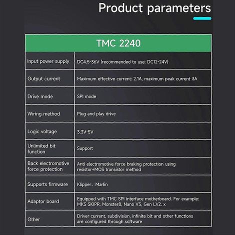 Pilote de moteur pas à pas MKS TMC2240 (pilote à faible bruit remplaçant TMC2209 et TMC5160) pour SKR V1.4 Turbo 2 Octo (1/5)