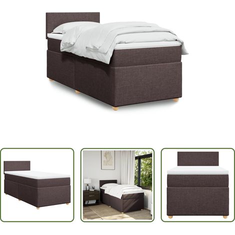 vidaXL Surmatelas -  Sommier à lattes de lit avec matelas Marron foncé 90x200 cm (1/5)