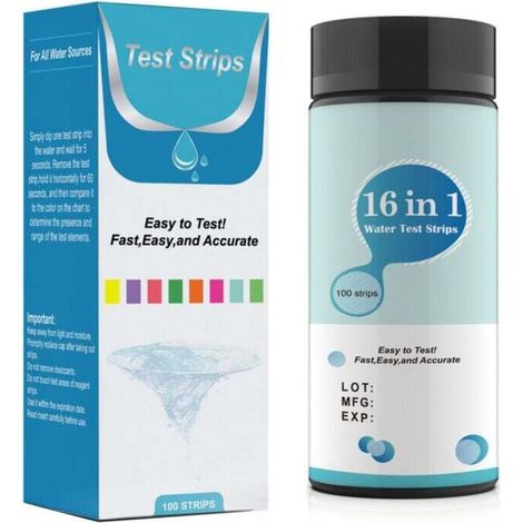 Universelle Wasserteststreifen, 16-in-1-Wassersicherheitstest, schneller und genauer pH- und Chlortest für Pools, Papier-Wassertestset, 50 Stück