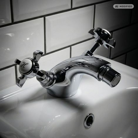 PaulGurkes Bidetarmatur Retro Chrom Zweigriffmischer Antik Englisch Style