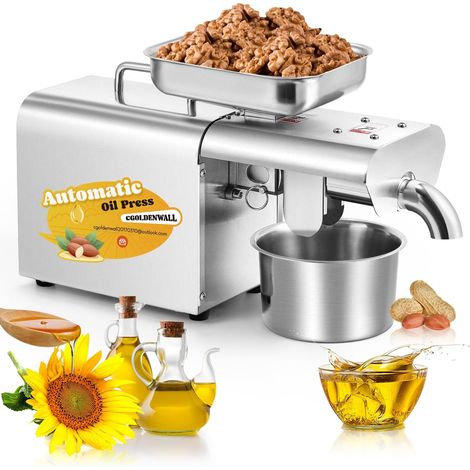 Presse à Huile 1000W 220V Cuisine Chaude/Froide Extracteur d'Huile à Noix Sésame, Graines de Perilla/Tournesol/Lin, Acier Inoxydable Automatique Chauffage Thermostatique (1/5)