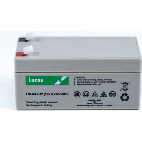 Batterie Plomb Etanche Stationnaire Lucas VRLA AGM LSLA3.2-12 12V 3.2Ah. (1/3)