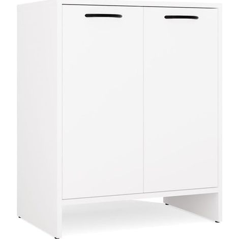 Mobiletto da bagno Nina 2DUM, bianco, a colonna, con 2 ripiani, ripiano, da posizionare SOTTO il lavabo (1/5)