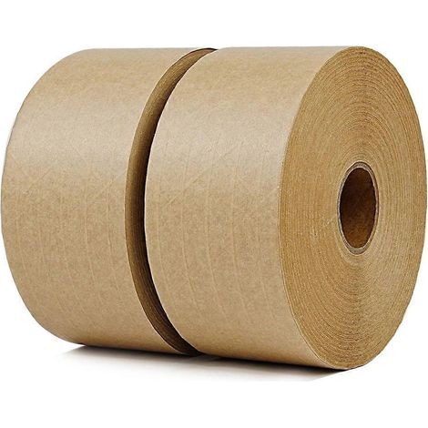 Lot de 2 rouleaux de ruban adhésif kraft gommé renforcé activé par l'eau (1/5)