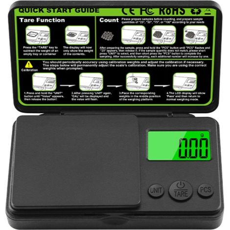 Balance de précision pour bijoux 50 g/0,01 g - Balance numérique de poche portable et précise, ABS noir, support multi-unités
