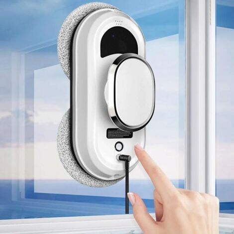 QORVA-Robot nettoyeur de vitres électrique 2800 Pa, robot nettoyeur de vitres intelligent avec aspiration puissante, robot aspirateur de vitres avec télécommande, pour miroirs intérieurs/extérieurs
