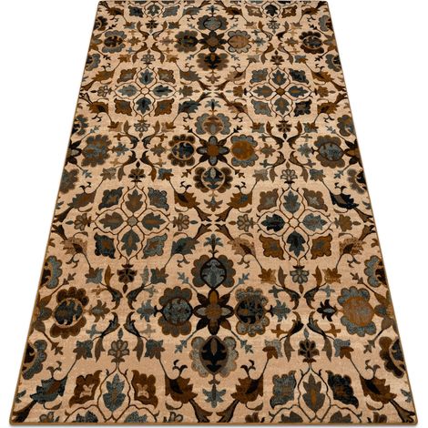 Wollteppich OMEGA AMALFI Blumen kamel braun  brown 170x235 cm