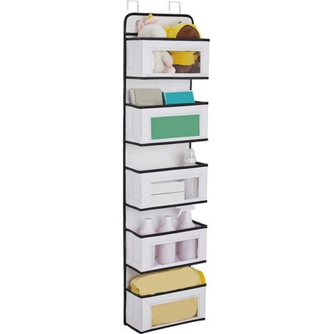 1 colour: white Material: five-layer non-woven fabric multi-layer hanging storage bag behind the door. (1/5)