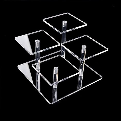 Support Présentation Acrylique étagé, Support à Parfum Transparent Acrylique, étagère Gradins pour Parfums, Articles Collection, Figurines, Mini-Parfums, Bijoux, Modèle Carré, 1 Pièce (1/5)