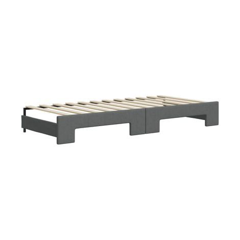 Lit avec tiroirs et méridienne avec tiroirs, gris foncé, 80 × 200 cm, tissu, rangement pratique intégré, tissu doux et respirant, pour chambre, décor moderne, facile à assembler (1/5)