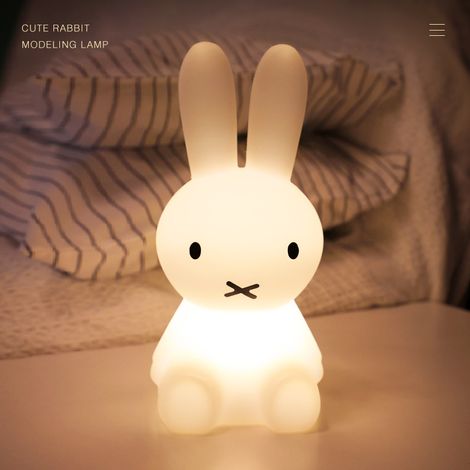 Veilleuse LED monobloc, jouet de décoration pour chambre d'enfant, veilleuse lapin en silicone, cadeau idéal pour les enfants, décoration intérieure, lampe de chevet - 28 x 14 cm (1/5)
