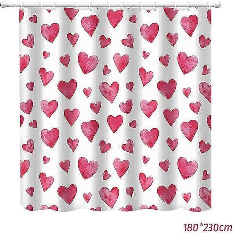 Rideau de douche Saint-Valentin avec cœur, séparation sèche et humide, pour salle de bain, 1 (1/5)