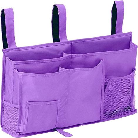 1 Aufbewahrungstasche für Etagenbetten (lila), Hängetasche für Betten, 8 Taschen, für Studentenwohnheimbetten, Krankenhausbetten, Babybettgitter, 600D Oxford-Stoff (1/4)