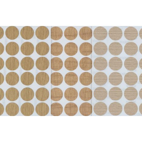 Chêne Clair Lot de 162 Autocollants pour Cacher Les Trous de Vis, 3 Feuilles de 21 mm, Texture Bois, pour Masquer Les Vis Inesthétiques sur Meubles et Murs, Armoires et Autres Meubles Hide Collage (1/5)