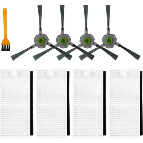 Lot de 9 filtres à brosse latérale pour aspirateur robot Lefant U180 M210 Pro M201 L3, 4 brosses latérales, 4 filtres HEPA, 1 brosse de nettoyage (1/5)