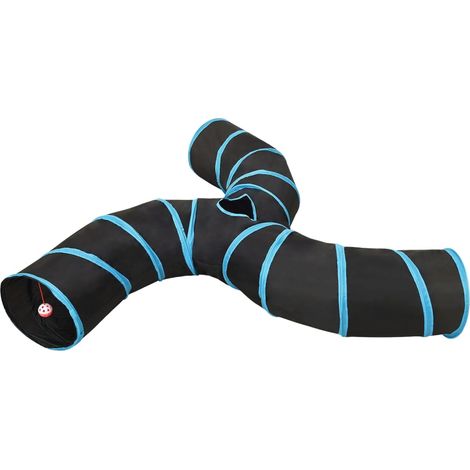 Maison Exclusive - Katzentunnel 3-Wege Schwarz und Blau 25 cm Pol (1/5)