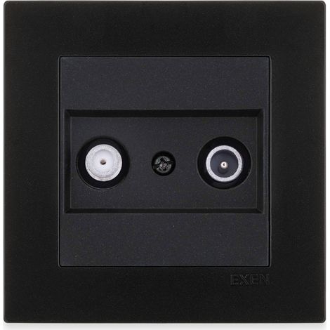 Prise terminale TV-SAT noir métallisé – ensemble complet avec plaque – 264/14E EXEN (1/3)