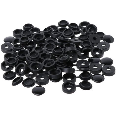 100 Pièces Cache Vis Plastique,Bouchon à Vis en Plastique,Couvercle à vis，Cache-vis de rondelle，Couvercle Décoratif à Vis (Noir)