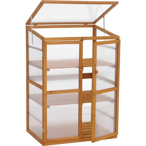 [NUNCA USADO] Invernadero HHG-068, invernadero de cultivo, semillero, con ventana ajustable, de madera, con certificación MVG, 110 x 76 x 57 cm, color natural