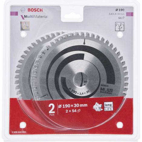 Disco de sierra multi material Bosch 190 mm 54 dientes 2 unidades