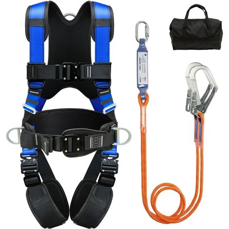 DIJJIG Kit de Harnais de Sécurité Intégral avec Longe de 1,8M - Protection Anti-Chute et Confort Rembourré pour Projets de Construction, Toiture et Travaux en Hauteur (Certification CE) (1/5)