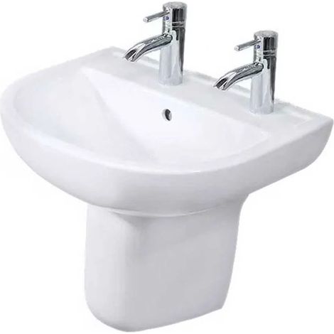 RAK Compact Basin and Semi Pedestal 550mm Wide - 2 Tap Hole (1/2)