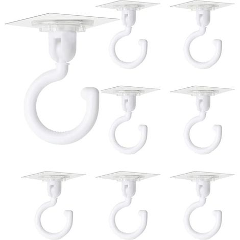 8 Pieces Transparent Self Adhesive Hooks 360 Degree Rotating Hook Powerful Adhesive Ceiling Hooks No Drilling Wall Hooks for Bathroom (1/5)