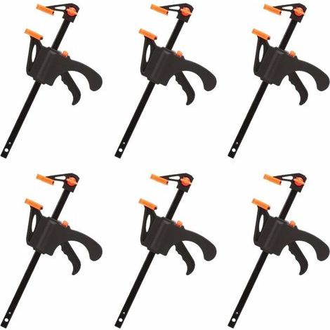 Lot de 6 Serre-joints en Forme de F, Serre Joint avec Serrage Rapide et Facile, Outils à Main pour Menuiserie, Porte en Bois(4pouces) (1/5)