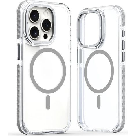 (iPhone 12 Pro Max, Gris) Étui de protection magnétique transparent pour iPhone, compatible avec la recharge sans fil MagSafe. (1/5)