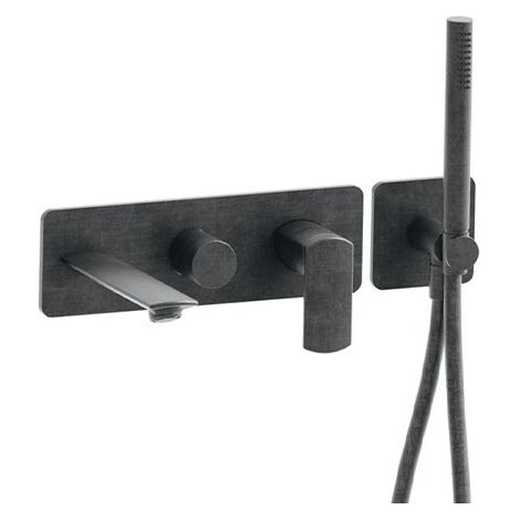 Bain Douche Mural Profilo Encastre 2 Sorties Chrome Noir Brosse Robinetterie PROFILO - CRISTINA ONDYNA PF10275