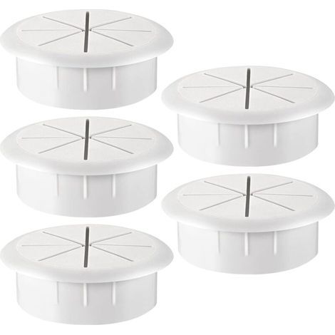 Lot de 5 Passe-câbles Flexibles en Plastique Blanc (1/4)