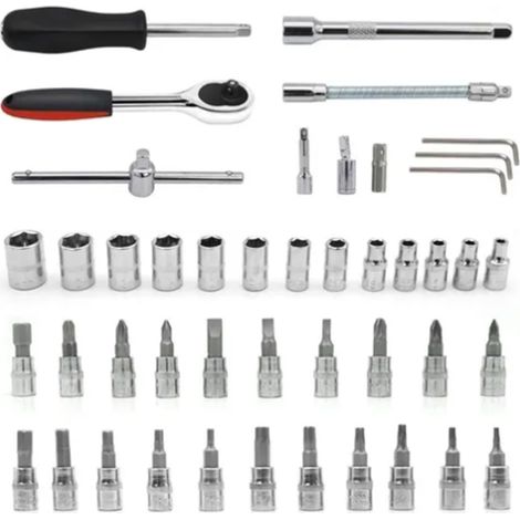 (Exclusivité Mexique) (Échantillon non disponible) Coffret de 46 clés à douille, tournevis à cliquet à dégagement rapide, outils de réparation automobile (1/5)