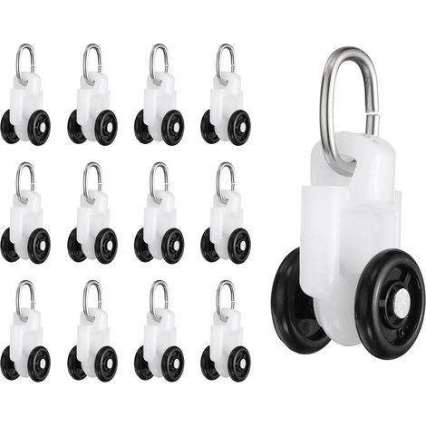 (Noir) 30Pcs roulettes Rail À Rideau Poulies pour Rail À Rideau Coulisseaux Glisseurs Plastiques pour Plafond avec Roue Double pour Accessoires Porte Rideau (1/5)