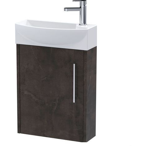 Winshill Contemporary 1 Door Left-Hand Wall Hung Cloakroom Vanity Unit with Basin, Metallic Slate, 440mm