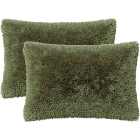 Housse de coussin 2 pcs HEERLEN Vert 50 x 75 cm Fleece PV vidaXL