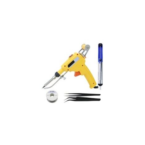 Kit de soldador de estaño, pistola de soldar portátil, soldador eléctrico con calentamiento interno, herramienta automática de reparación de soldadura (amarillo) - Crezuo