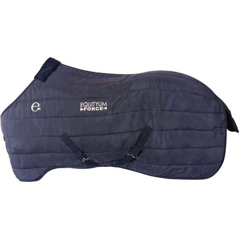 145 cm, BLU: Coperta da Box modello Force imbottitura 250 g tessuto esterno 1200 D con pelo sul garrese