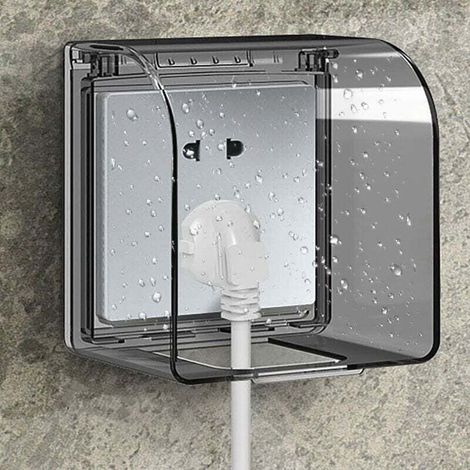Boîtier de protection pour prise électrique étanche 122×108×73 mm – Sortie couvercle childproof – Pour espaces extérieurs humides (1/5)