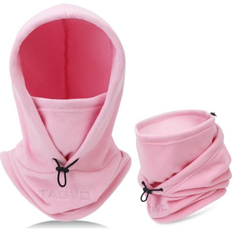 Passe-montagne polaire thermique coupe-vent réglable rose pour sports d'hiver (1/5)
