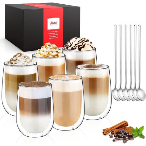 6er Set Glastal 350ml Doppelwandige Latte Macchiato Gläser Borosilikatglas (1/5)