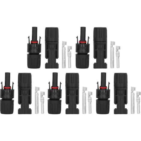 Kit de 5 connecteurs solaires PV IP67 étanches, isolation en PPO, capacité de charge haute tension et courant, raccords pour câble photovoltaïque 1000V 30A (1/5)